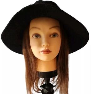 Wyeth Fedora‎ Charcoal Black Wide Brim Rancher Sun Hat Women's